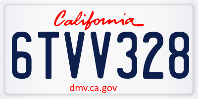 CA license plate 6TVV328