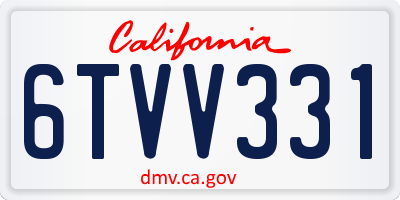 CA license plate 6TVV331