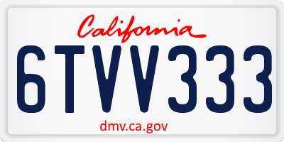 CA license plate 6TVV333