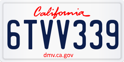 CA license plate 6TVV339
