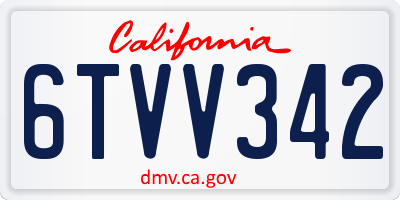 CA license plate 6TVV342