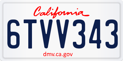 CA license plate 6TVV343