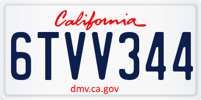 CA license plate 6TVV344