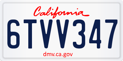 CA license plate 6TVV347