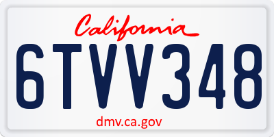 CA license plate 6TVV348