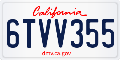 CA license plate 6TVV355