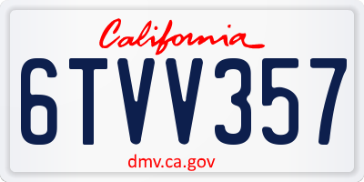 CA license plate 6TVV357