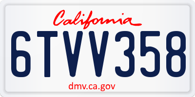 CA license plate 6TVV358