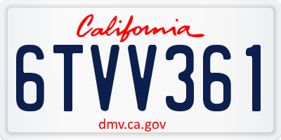 CA license plate 6TVV361