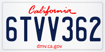 CA license plate 6TVV362