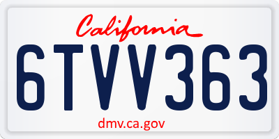 CA license plate 6TVV363