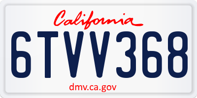 CA license plate 6TVV368