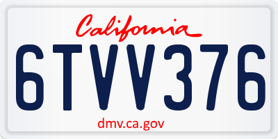 CA license plate 6TVV376