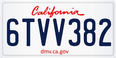 CA license plate 6TVV382