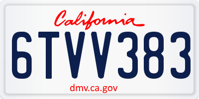 CA license plate 6TVV383