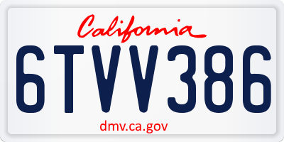 CA license plate 6TVV386