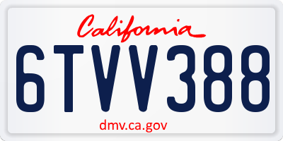 CA license plate 6TVV388