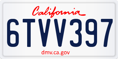 CA license plate 6TVV397