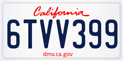 CA license plate 6TVV399