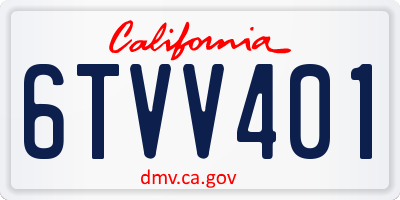 CA license plate 6TVV401