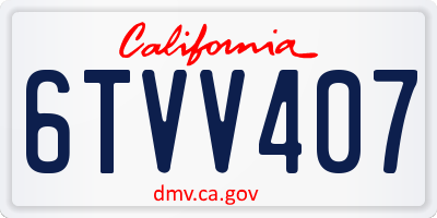 CA license plate 6TVV407