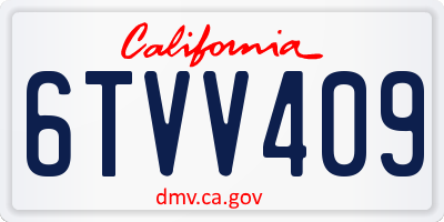 CA license plate 6TVV409