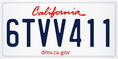 CA license plate 6TVV411