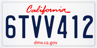 CA license plate 6TVV412