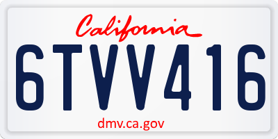 CA license plate 6TVV416