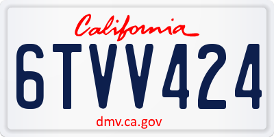 CA license plate 6TVV424