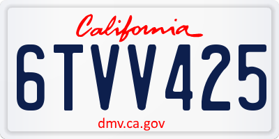 CA license plate 6TVV425