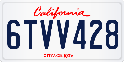 CA license plate 6TVV428