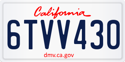 CA license plate 6TVV430