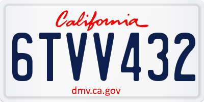 CA license plate 6TVV432