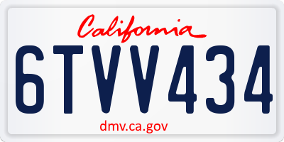 CA license plate 6TVV434