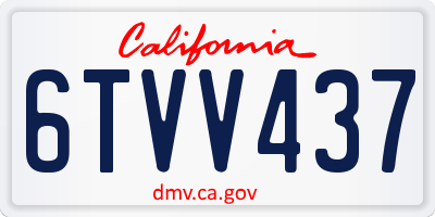CA license plate 6TVV437