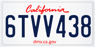 CA license plate 6TVV438