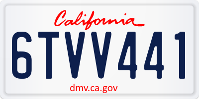 CA license plate 6TVV441