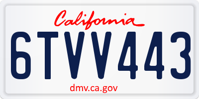 CA license plate 6TVV443