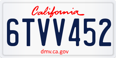 CA license plate 6TVV452
