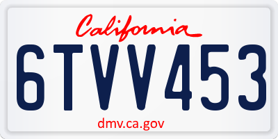 CA license plate 6TVV453