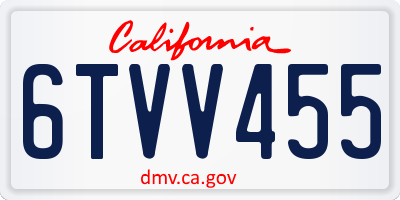 CA license plate 6TVV455