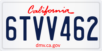 CA license plate 6TVV462