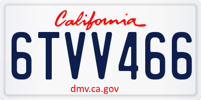 CA license plate 6TVV466