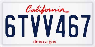 CA license plate 6TVV467