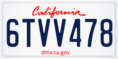 CA license plate 6TVV478