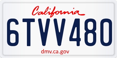 CA license plate 6TVV480
