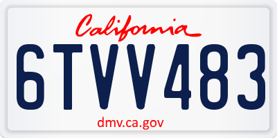 CA license plate 6TVV483