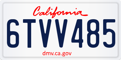 CA license plate 6TVV485