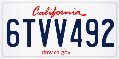 CA license plate 6TVV492